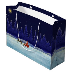 Santa in Christmas Night Large Gift Bag