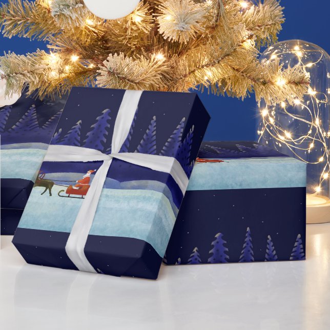 Santa in Christmas Night Wrapping Paper (Holidays)