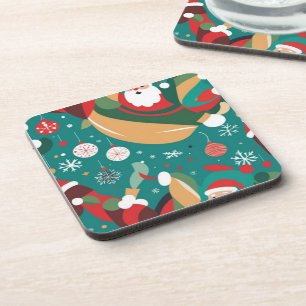 Santa in Christmas pattern Coaster