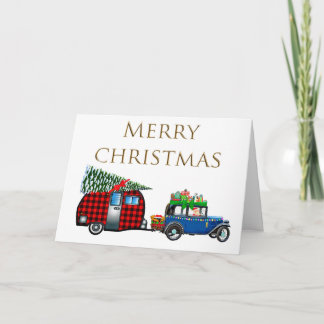 Santa In Classic Car Card