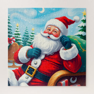 🎅 Santa in Cosy Sleigh Christmas Joy ❄️ Jigsaw Puzzle