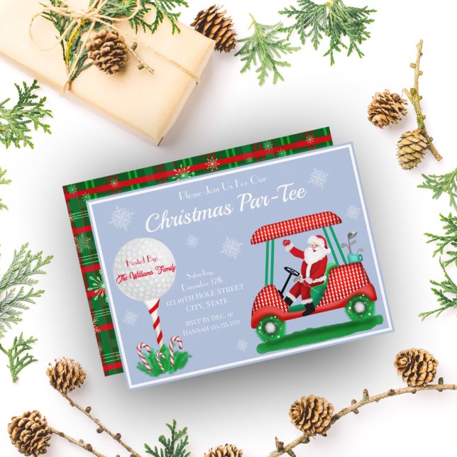 Santa In Golf Cart Christmas Party Invitation  (Creator Uploaded)