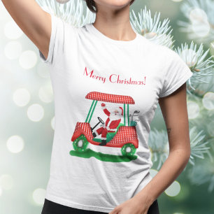 Santa In Golf Cart Merry Christmas T-Shirt
