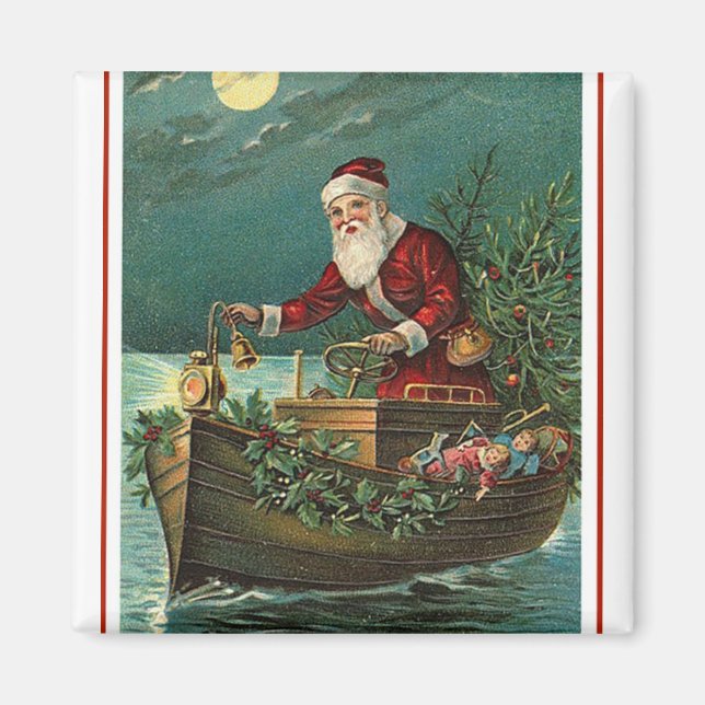 Santa in his Boat Magnet (Front)