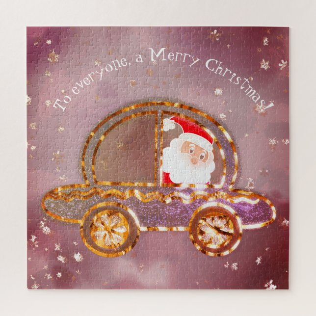 Santa in his car at Christmas Jigsaw Puzzle (Vertical)