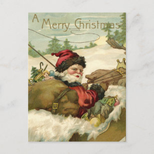 Santa in his Sleigh Holiday Postcard