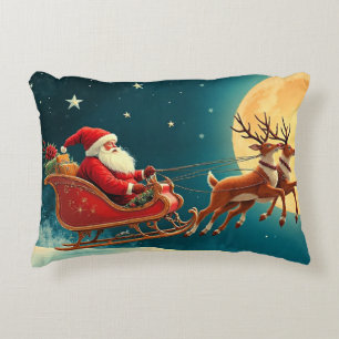 Santa in his sleigh on Christmas Eve Decorative Cushion