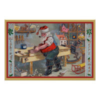 Santa in his Workshop, Merry Christmas,