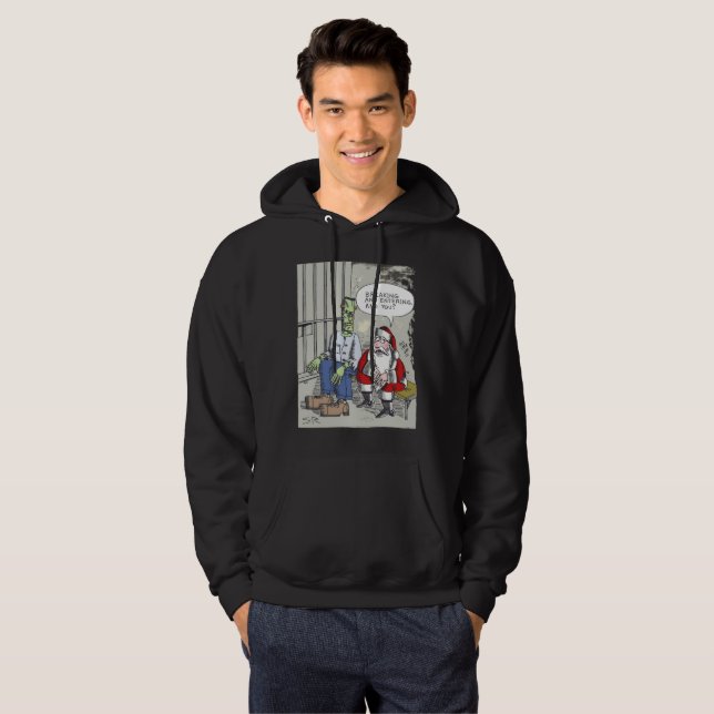 Santa In Jail black hooded sweatshirt (Front Full)