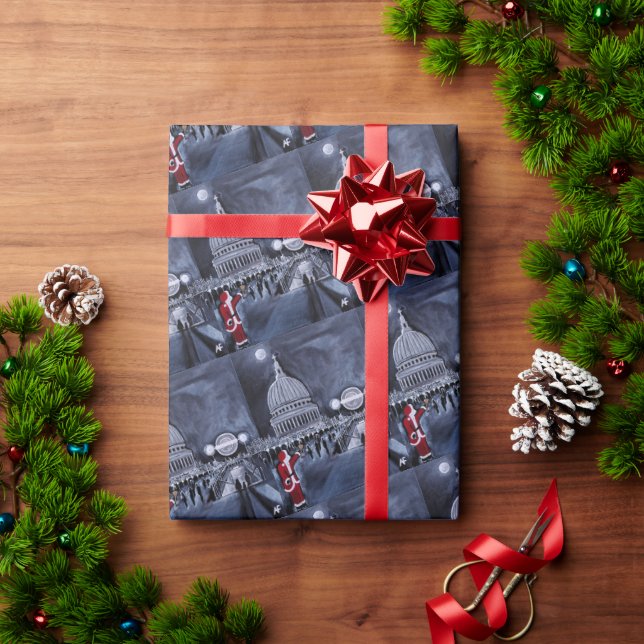 Santa in London Painting by Alfred Fox Wrapping Paper (Holiday Gift)