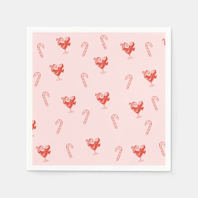 Santa in Martini Glass Napkins (Front)