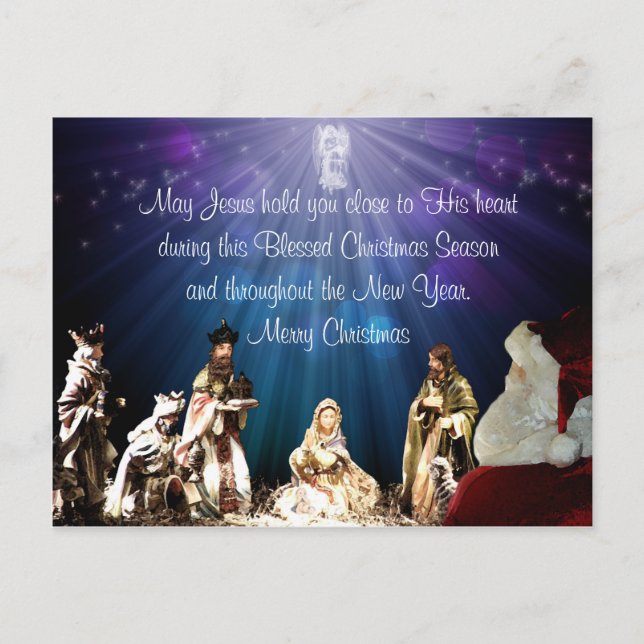 Santa in Nativity Postcard (Front)