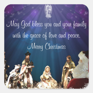 Santa in Nativity Square Sticker
