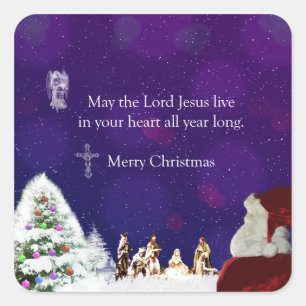 Santa in Nativity Square Sticker