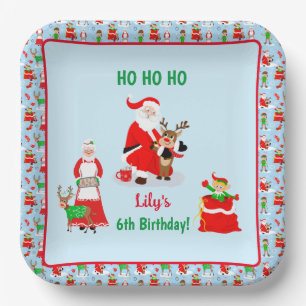 Santa In North Pole Birthday Paper Plate