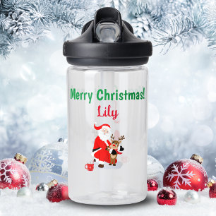 Santa In North Pole red-nosed reindeer Water Bottle