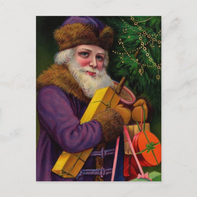 Santa in Purple Postcard (Front)