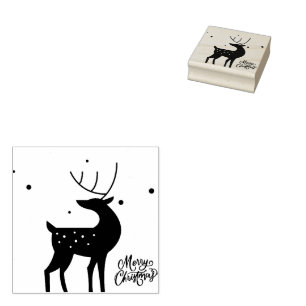 Santa in Sleigh Merry Christmas Stamp