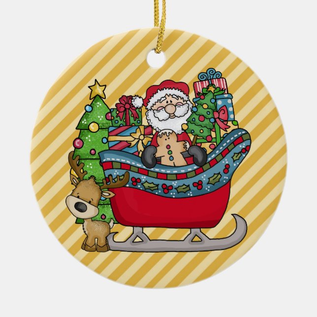 Santa in Sleigh Ornament (Front)