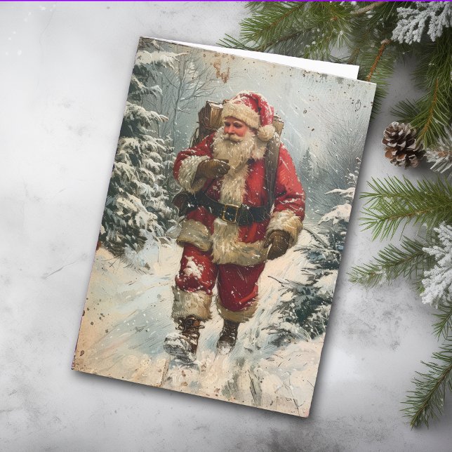 Santa in the Forest Vintage Christmas Card (Creator Uploaded)