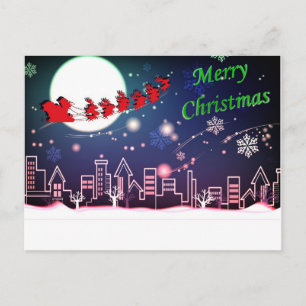 Santa in the Night Sky Postcard