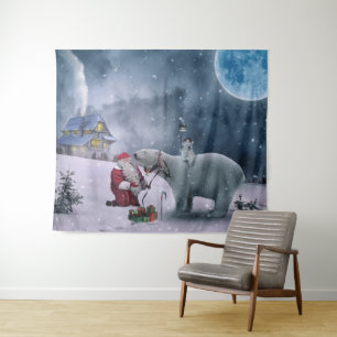 Santa in the North Pole Tapestry