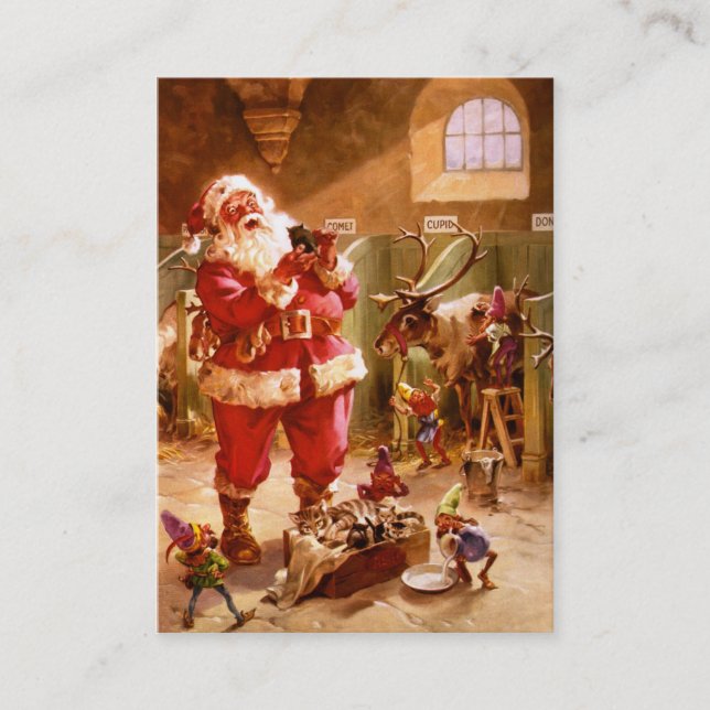 Santa in the Reindeer Barn Business Card (Front)
