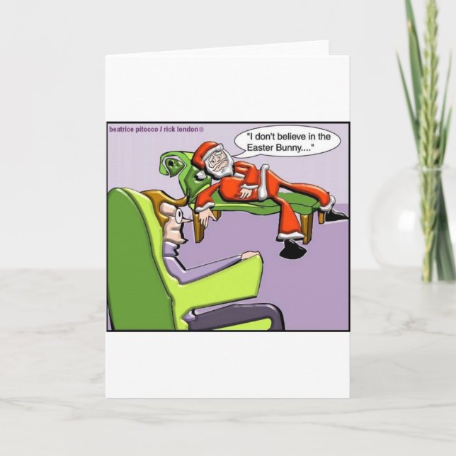 Santa In Therapy Funny Christmas Gifts & Tees Holiday Card (Front)
