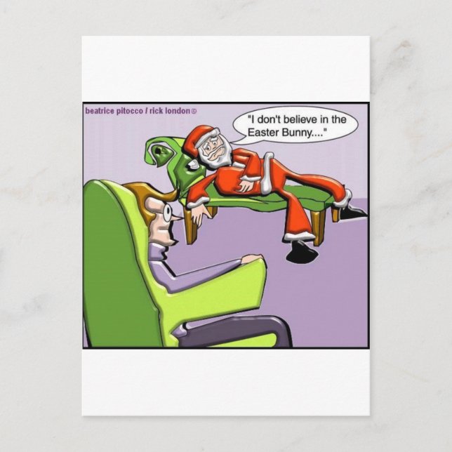 Santa In Therapy Funny Christmas Gifts & Tees Holiday Postcard (Front)