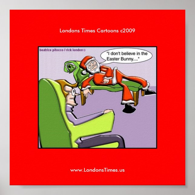 Santa In Therapy Funny Christmas Posters (Front)