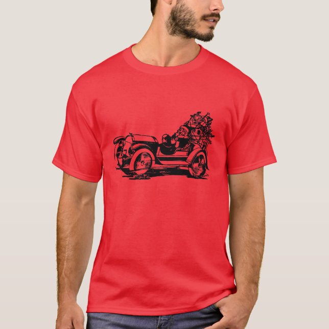 Santa In Vintage Car T-Shirt (Front)
