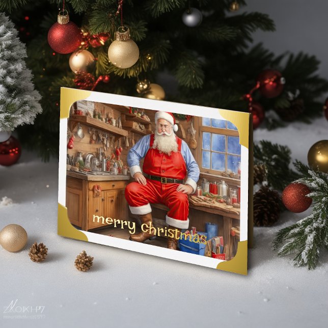 Santa in Workshop Holiday Card (Creator Uploaded)
