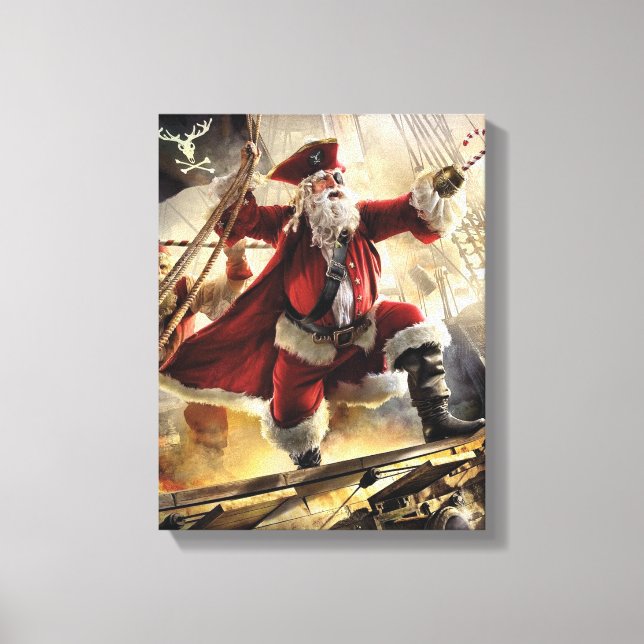 Santa Is A Pirate Canvas Print (Front)