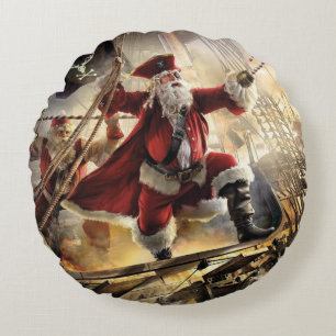 Santa Is A Pirate Round Cushion