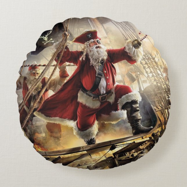 Santa Is A Pirate Round Cushion (Front)