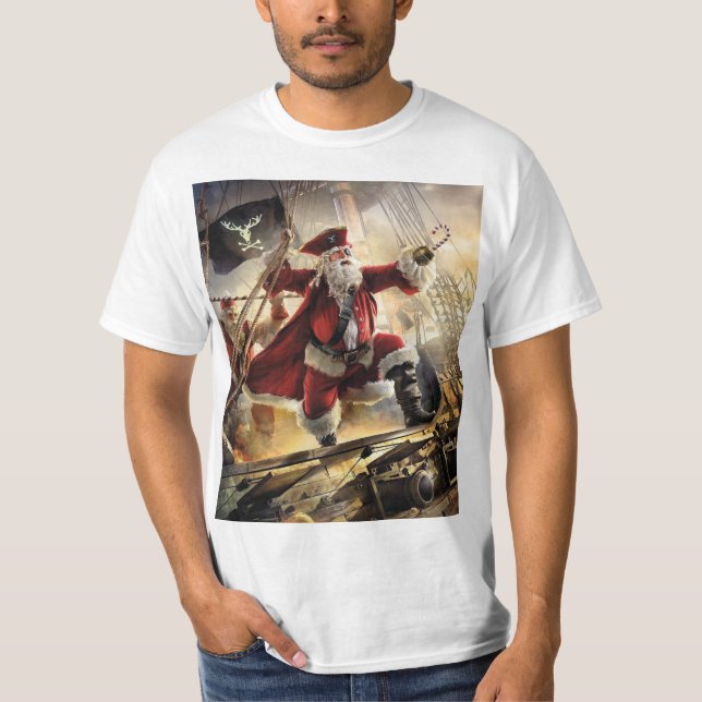 Santa Is A Pirate T-Shirt (Front)