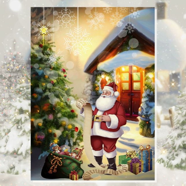 Santa Is Checking His List Good Boys and Girls Holiday Card (Creator Uploaded)