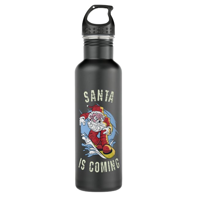 Santa is coming by snowboard 710 ml water bottle (Front)