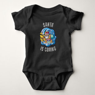 Santa is coming by Surfboard Baby Bodysuit