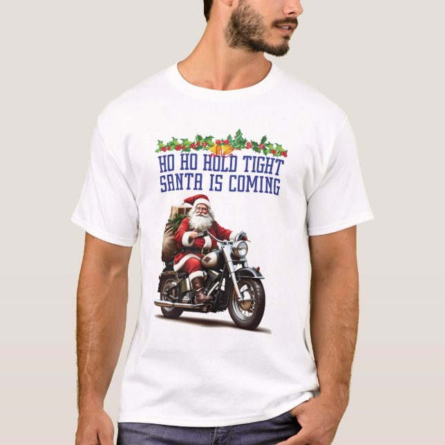 Santa is Coming Men White T-Shirt (Front)