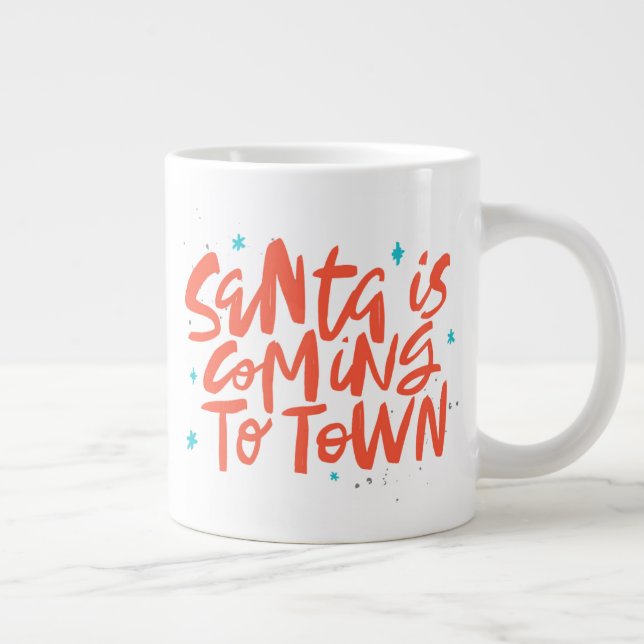 Santa is Coming to Town Holiday Design Large Coffee Mug (Right)
