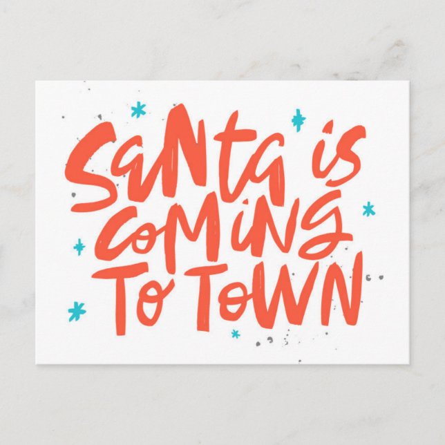 Santa is Coming to Town Holiday Design Postcard (Front)