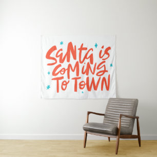 Santa is Coming to Town Holiday Design Tapestry