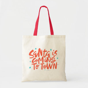 Santa is Coming to Town Holiday Design Tote Bag