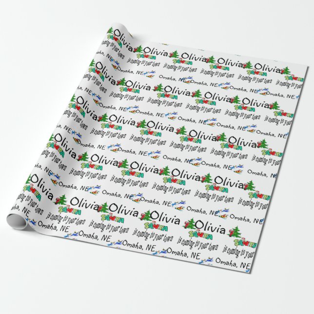Santa is Coming to your Town Wrapping Paper (Unrolled)