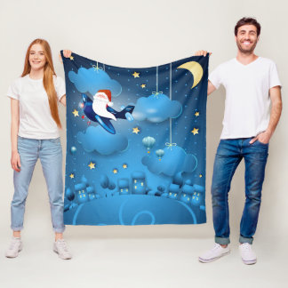 Santa is Coming Tote Bag Fleece Blanket