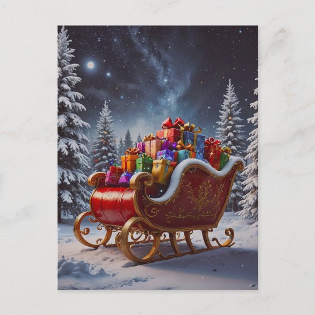 Santa is coming town holiday postcard (Front)