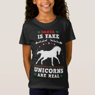 Santa Is Fake Unicorns Are Real Cute Ugly Christma T-Shirt