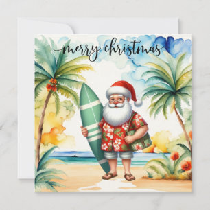 Santa is going to Surf Christmas Card for Surfer