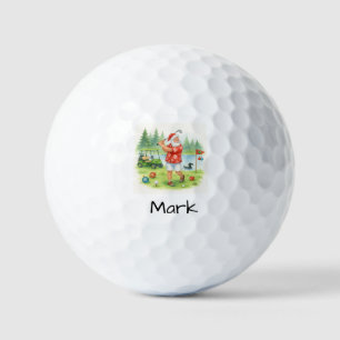 Santa is golfing golf balls